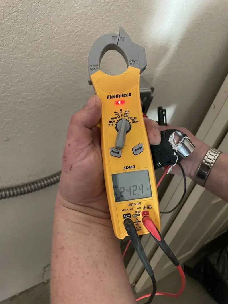 Voltage testing with clamp meter during Aluminum Wiring Replacement in Spring Grove